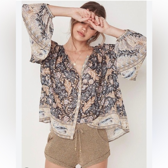 Spell & The Gypsy Balloon Sleeve Oasis Blouse In Nightshade - Picture 1 of 5